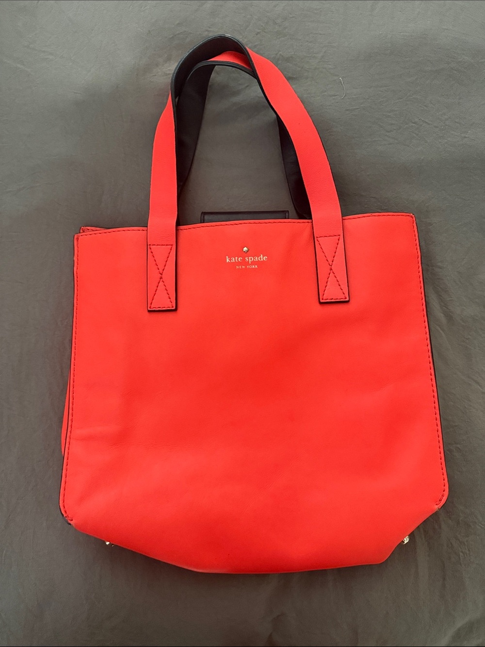 kate spade Red Leather Tote with Contrast Handles